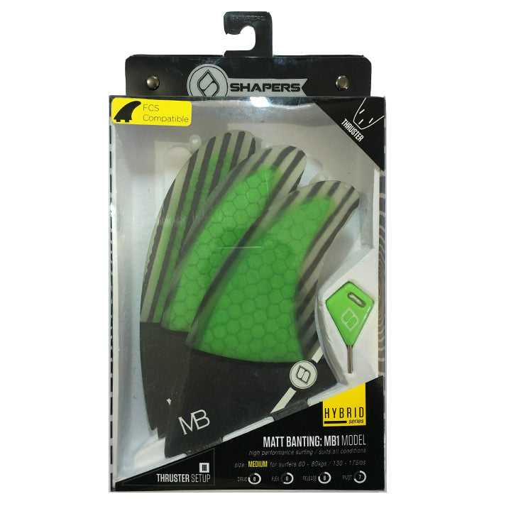 QUILHA SHAPERS FINS FCS PRO MATT BANTING MB1 CARBON HYBRID